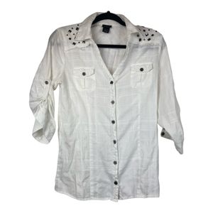 ♧ Day trip Studded 3/4 sleeve White Size L